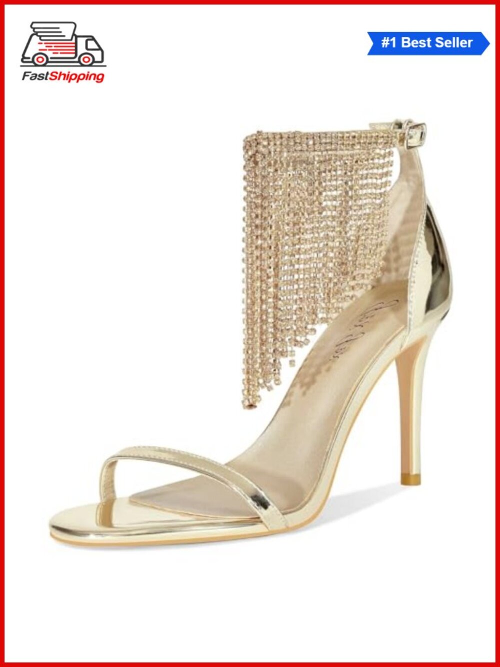 ✨ Women's Rhinestone Fringe Ankle Strap Open Toe Stiletto Heel Sandals